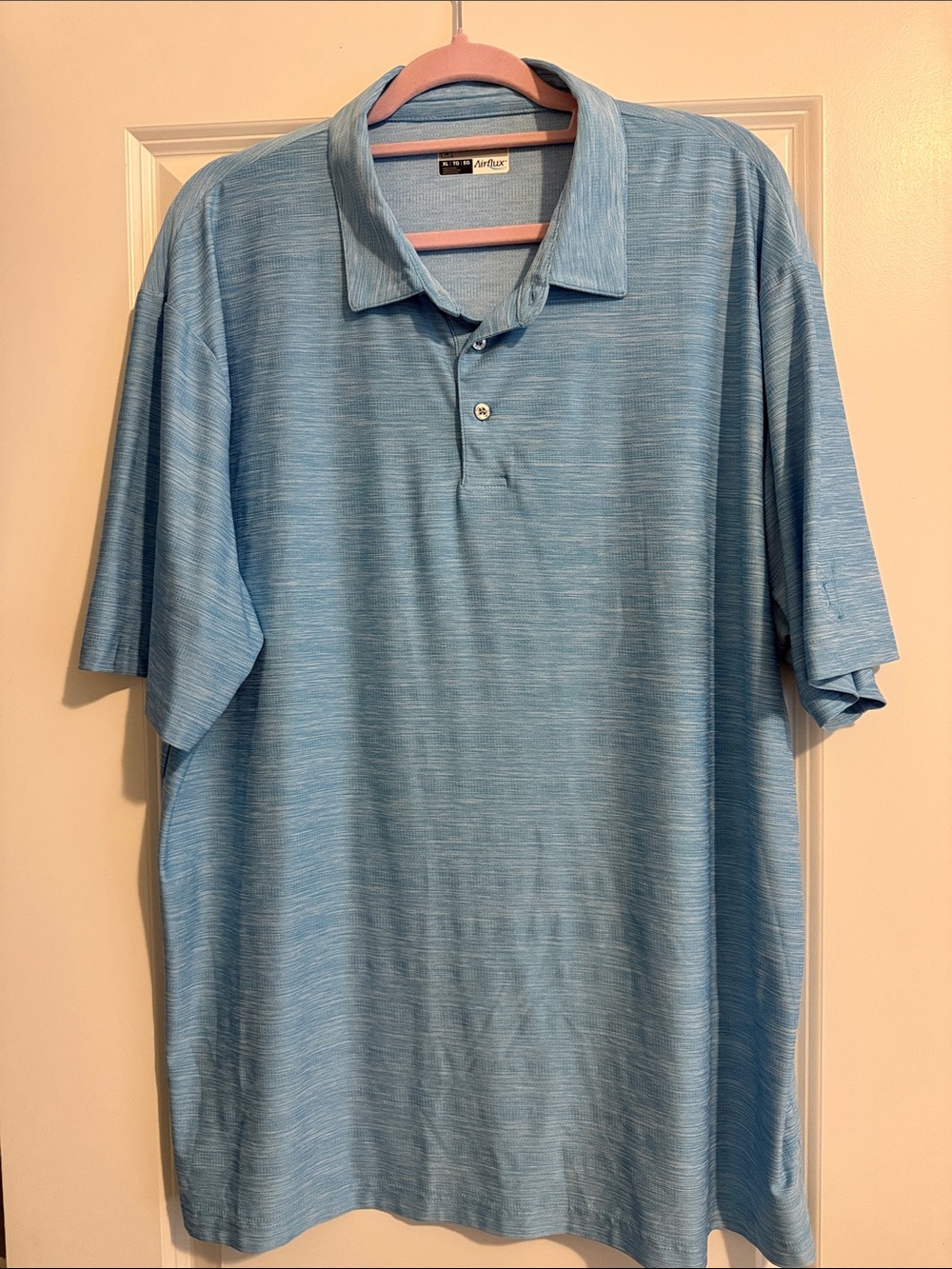 PGA Tour Airflux Men's Heather Sky Blue Performance Polo